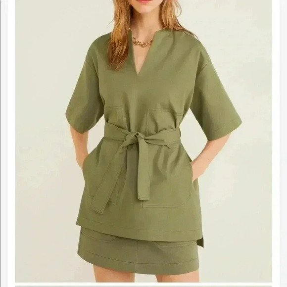 Mango Kimono Sleeve Belted Safari Tunic Size S/M - Picture 1 of 9